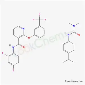 Molecular Structure of 100920-69-2 (N-(2,4-difluorophenyl)-2-[3-(trifluoromethyl)phenoxy]pyridine-3-carboxamide - 1,1-dimethyl-3-[4-(propan-2-yl)phenyl]urea (1:1))