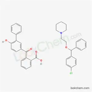 Molecular Structure of 85187-37-7 (o-[(2'-hydroxy[1,1'-biphenyl]-4-yl)carbonyl]benzoic acid, compound with 1-[2-(4-chlorobenzhydryloxy)ethyl]piperidine (1:1))