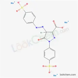 Molecular Structure of 1342-47-8 (trisodium 5-oxo-1-(4-sulfonatophenyl)-4-(4-sulfonatophenyl)diazenyl-4H-pyrazole-3-carboxylate)