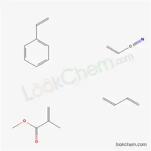 Molecular Structure of 9010-94-0 (2-Propenoic acid, 2-methyl-, methyl ester, polymer with 1,3-butadiene, ethenylbenzene and 2-propenenitrile)