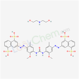 68966-49-4,3-[4-[[4-(4,8-disulfonaphthalen-2-yl)diazenyl-2-methoxy-5-methyl-phenyl]carbamoylamino]-5-methoxy-2-methyl-phenyl]diazenylnaphthalene-1,5-disulfonic acid; 2-(2-hydroxyethylamino)ethanol,
