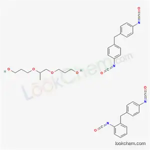 Molecular Structure of 75880-28-3 (Propanol, [(1-methyl-1,2-ethanediyl)bis (oxy)]bis-, polymer with 1-isocyanato-2-[(4-isocyanatophenyl)methyl]benzene and 1,1'-methylenebis[4-isocyanatobenzene])