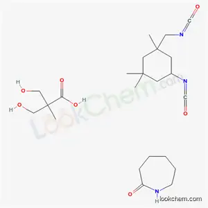 Molecular Structure of 102923-77-3 (Propanoic acid, 3-hydroxy-2-(hydroxymethyl)-2-methyl-, polymer with 5-isocyanato-1-(isocyanatomethyl) -1,3,3-trimethylcyclohexane, caprolactam-blocked)