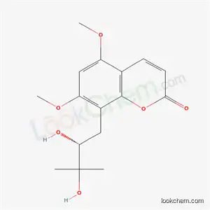 Molecular Structure of 18196-00-4 (8-[(2R)-2,3-dihydroxy-3-methylbutyl]-5,7-dimethoxy-2H-chromen-2-one)