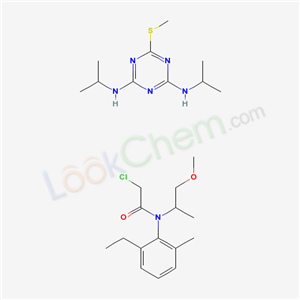 2-chloro-N-(2-ethyl-6-methyl-phenyl)-N-(1-methoxypropan-2-yl)acetamide; 6-methylsulfanyl-N,N-dipropan-2-yl-1,3,5-triazine-2,4-diamine
