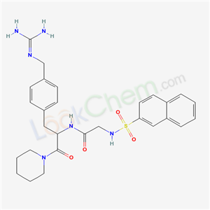 Molecular Structure of 119777-12-7 (N-[3-[4-[(diaminomethylideneamino)methyl]phenyl]-1-oxo-1-(1-piperidyl)propan-2-yl]-2-(naphthalen-2-ylsulfonylamino)acetamide)