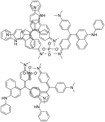 71798-68-0,Methanaminium, N-[4-[[4-(dimethylamino)phenyl][4-(phenylamino)-1-naphthalenyl]methylene]-2,5-cyclohexadien-1-ylidene]-N-methyl-, molybdatephosphate,Methanaminium, N-[4-[[4-(dimethylamino)phenyl][4-(phenylamino)-1-naphthalenyl]methylene]-2,5-cyclohexadien-1-ylidene]-N-methyl-, molybdatephosphate