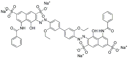Tetrasodium 3,3-((3,3-diethoxy(1,1-biphenyl)-4,4-diyl)bis(azo))bis(5-(benzoylamino)-4-hydroxynaphthalene-2,7-disulphonate)