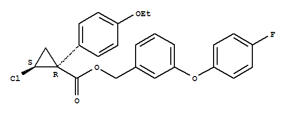 101492-35-7,3-(4-fluorophenoxy)benzyl (1R,2R)-2-chloro-1-(4-ethoxyphenyl)cyclopropanecarboxylate,Cyclopropanecarboxylicacid, 2-chloro-1-(4-ethoxyphenyl)-, [3-(4-fluorophenoxy)phenyl]methyl ester,cis- (9CI); Cyclopropanecarboxylic acid, 2-chloro-1-(4-ethoxyphenyl)-,[3-(4-fluorophenoxy)phenyl]methyl ester, cis-(?à)-