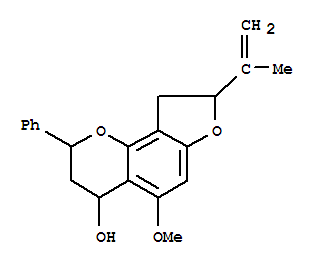 104799-50-0,2H-Furo[2,3-h]-1-benzopyran-4-ol,3,4,8,9-tetrahydro-5-methoxy-8-(1-methylethenyl)-2-phenyl- (9CI),(-)-HildgardtolA; Hildgardtol A
