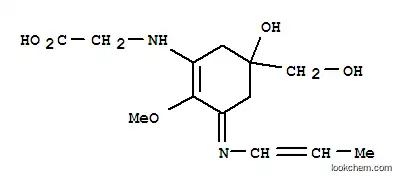 Molecular Structure of 109361-80-0 (Glycine,N-[5-hydroxy-5-(hydroxymethyl)-2-methoxy-3-[(1Z)-1-propen-1-ylimino]-1-cyclohexen-1-yl]-)