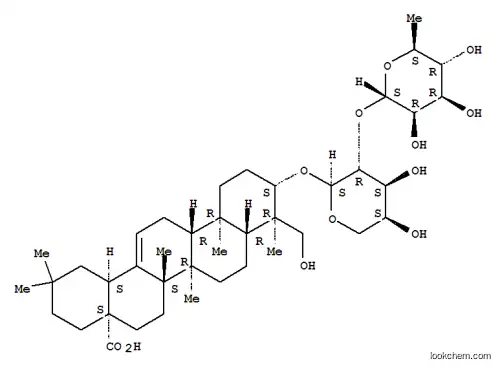 Molecular Structure of 123350-57-2 (3-[[2-O-(α-L-Rhamnopyranosyl)-α-L-arabinopyranosyl]oxy]-23-hydroxyolean-12-en-28-oic acid)