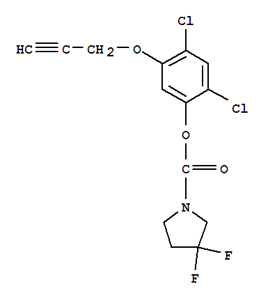 143121-10-2,2,4-dichloro-5-(prop-2-yn-1-yloxy)phenyl 3,3-difluoropyrrolidine-1-carboxylate,1-Pyrrolidinecarboxylicacid, 3,3-difluoro-, 2,4-dichloro-5-(2-propynyloxy)phenyl ester (9CI); RH 0978
