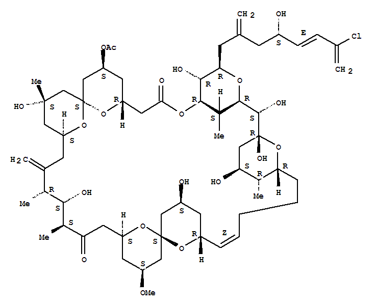 15-Tritetracontene-27,43-dione,39-(acetyloxy)-1-[(4S,5E)-7-chloro-4-hydroxy-2-methylene-5,7-octadien-1-yl]-2,6,7,9,19,29,35-heptahydroxy-23-methoxy-4,10,28,30,35-pentamethyl-31-methylene-1,3,11,17,21,