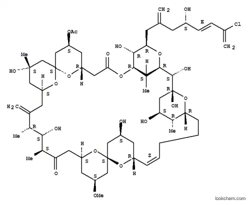 Molecular Structure of 153745-94-9 (15-Tritetracontene-27,43-dione,39-(acetyloxy)-1-[(4S,5E)-7-chloro-4-hydroxy-2-methylene-5,7-octadien-1-yl]-2,6,7,9,19,29,35-heptahydroxy-23-methoxy-4,10,28,30,35-pentamethyl-31-methylene-1,3,11,17,21,33,41-heptaoxy-,(1R,2R,3R,4S,5R,6S,7R,9S,10R,11R,15Z,17R,19S,21S,23S,25S,28S,29S,30R,33S,35S,37S,39S,41R)-)