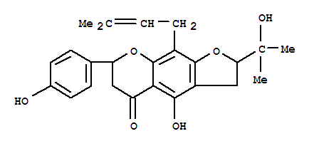 Molecular Structure of 162808-19-7 (5H-Furo[3,2-g][1]benzopyran-5-one,2,3,6,7-tetrahydro-4-hydroxy-2-(1-hydroxy-1-methylethyl)-7-(4-hydroxyphenyl)-9-(3-methyl-2-butenyl)-(9CI))