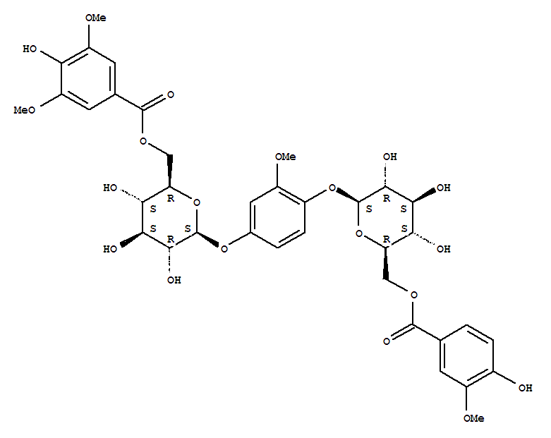 166604-04-2,b-D-Glucopyranoside,4-[[6-O-(4-hydroxy-3,5-dimethoxybenzoyl)-b-D-glucopyranosyl]oxy]-2-methoxyphenyl,6-(4-hydroxy-3-methoxybenzoate) (9CI),EhletianolA