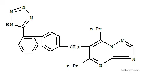Molecular Structure of 168152-91-8 (s-triazolo(1,5-a)pyrimidine, 5,7-dipropyl-6-((2'-(1H-tetrazol-5-yl)(1,1'-biphenyl)-4-yl)methyl)-)