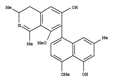 Molecular Structure of 185417-34-9 (6-Isoquinolinol,3,4-dihydro-7-(5-hydroxy-4-methoxy-7-methyl-1-naphthalenyl)-8-methoxy-1,3-dimethyl-,(3S,7R)- (9CI))