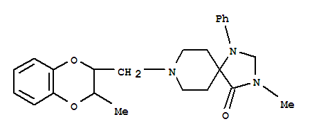 Molecular Structure of 102504-89-2 (1,3,8-Triazaspiro[4.5]decan-4-one,8-[(2,3-dihydro-3-methyl-1,4-benzodioxin-2-yl)methyl]-3-methyl-1-phenyl-)