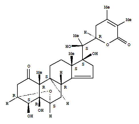 106894-31-9,Ergosta-14,24-dien-26-oicacid, 3,6-epoxy-4,5,17,20,22-pentahydroxy-1-oxo-, d-lactone, (3a,4b,5b,6a,17a,22R)- (9CI),3,6-Epoxy-1H-cyclopenta[a]phenanthrene,ergosta-14,24-dien-26-oic acid deriv.; (+)-Withaperuvin F; Withaperuvin F