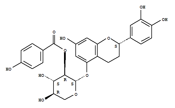 108403-43-6,b-D-Xylopyranoside,(2S)-2-(3,4-dihydroxyphenyl)-3,4-dihydro-7-hydroxy-2H-1-benzopyran-5-yl,2-(4-hydroxybenzoate),b-D-Xylopyranoside,2-(3,4-dihydroxyphenyl)-3,4-dihydro-7-hydroxy-2H-1-benzopyran-5-yl,2-(4-hydroxybenzoate), (S)-; Viscutin 1