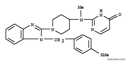 Molecular Structure of 108612-68-6 (2-[methyl(1-{1-[4-(methylsulfanyl)benzyl]-1H-benzimidazol-2-yl}piperidin-4-yl)amino]pyrimidin-4(3H)-one)