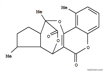 Molecular Structure of 116500-77-7 (7,11-(Epoxymethano)-6H,7H-cyclopent[5,6]oxepino[3,2-c][1]benzopyran-6,13-dione,7a,8,9,10,10a,11-hexahydro-1,8,11-trimethyl- (9CI))