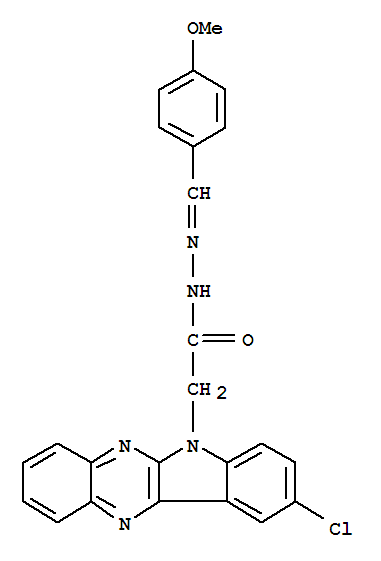 Molecular Structure of 116989-93-6 (6H-Indolo[2,3-b]quinoxaline-6-aceticacid, 9-chloro-, 2-[(4-methoxyphenyl)methylene]hydrazide)