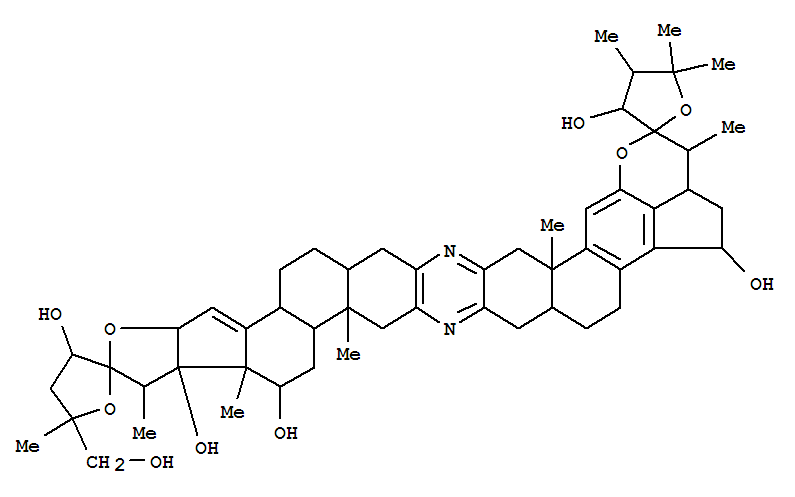 Molecular Structure of 121071-11-2 (Dispiro[furan-2(3H),2'(14'H)-furo[3'',2'':3',4']cyclopenta[1',2':5,6]naphtho[1,2-b]pyrano[4'',3'',2'':1',7']indeno[4',5':5,6]benzo[1,2-i]phenazine-14',2''(3''H)-furan]-3,3'',5',12',12'b-pentol,3',3'a,4,4',4'',5,5',5'',6',7',7'a,8',10',10'a,10'b,11',12',12'a,12'b,13',15'a,16'b,17',18',18'a,19',21',21'a-octacosahydro-5''-(hydroxymethyl)-3',4,5,5,5'',10'a,12'a,13',21'a-nonamethyl-(9CI))