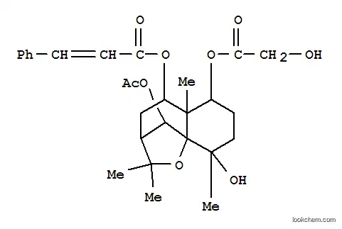 Molecular Structure of 125458-59-5 (2-Propenoic acid,3-phenyl-,(3R,5S,5aS,6S,9S,9aS,10R)-10-(acetyloxy)octahydro-9-hydroxy-6-[(hydroxyacetyl)oxy]-2,2,5a,9-tetramethyl-2H-3,9a-methano-1-benzoxepin-5-ylester, (2E)- (9CI))