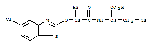 Molecular Structure of 137034-78-7 (L-Cysteine,N-[[(5-chloro-2-benzothiazolyl)thio]phenylacetyl]- (9CI))
