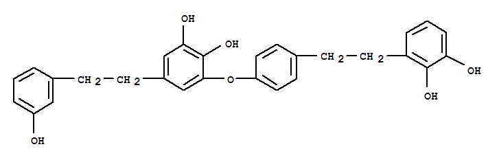 Molecular Structure of 152100-05-5 (1,2-Benzenediol,3-[4-[2-(2,3-dihydroxyphenyl)ethyl]phenoxy]-5-[2-(3-hydroxyphenyl)ethyl]-)