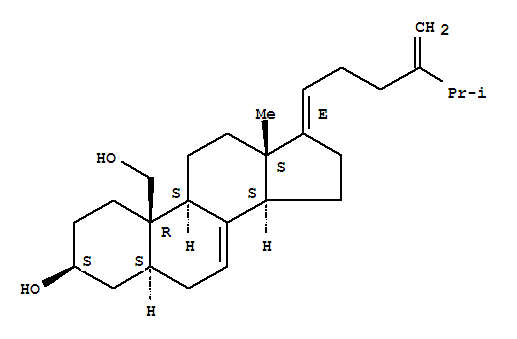 Molecular Structure of 166990-00-7 (21-Norergosta-7,17(20),24(28)-triene-3,19-diol,(3b,5a,17E)- (9CI))