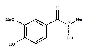Molecular Structure of 168146-21-2 (1-Propanone,2-hydroxy-1-(4-hydroxy-3-methoxyphenyl)-, (2S)-)