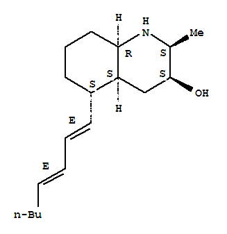 168434-12-6,3-Quinolinol,decahydro-2-methyl-5-(1E,3E)-1,3-octadien-1-yl-, (2S,3S,4aS,5S,8aR)-,3-Quinolinol,decahydro-2-methyl-5-(1,3-octadienyl)-, [2a,3a,4ab,5b(1E,3E),8ab]-(-)-; 3-Quinolinol, decahydro-2-methyl-5-(1E,3E)-1,3-octadienyl-,(2S,3S,4aS,5S,8aR)- (9CI); (-)-Lepadine B; Lepadine B