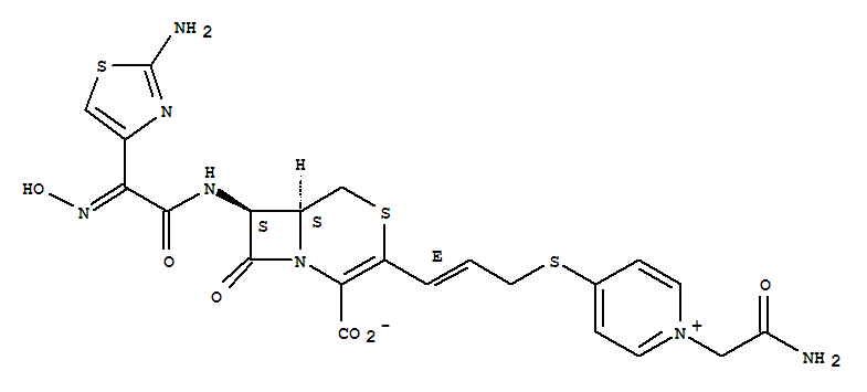 Molecular Structure of 168434-36-4 (Pyridinium,1-(2-amino-2-oxoethyl)-4-[[(2E)-3-[(6S,7S)-7-[[(2-amino-4-thiazolyl)(hydroxyimino)acetyl]amino]-2-carboxy-8-oxo-4-thia-1-azabicyclo[4.2.0]oct-2-en-3-yl]-2-propenyl]thio]-,inner salt (9CI))