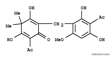 Molecular Structure of 212246-85-0 (2,5-Cyclohexadien-1-one,2-acetyl-6-[(3-acetyl-2,4-dihydroxy-6-methoxyphenyl)methyl]-3,5-dihydroxy-4,4-dimethyl-)
