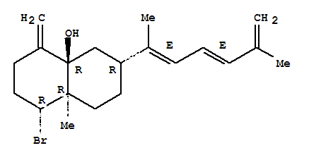 212331-29-8,4a(2H)-Naphthalenol,1-bromo-6-[(1E,3E)-1,5-dimethyl-1,3,5-hexatrien-1-yl]octahydro-8a-methyl-4-methylene-,(1R,4aR,6R,8aR)-,4a(2H)-Naphthalenol,1-bromo-6-[(1E,3E)-1,5-dimethyl-1,3,5-hexatrienyl]octahydro-8a-methyl-4-methylene-,(1R,4aR,6R,8aR)- (9CI); Anhydroaplysiadiol