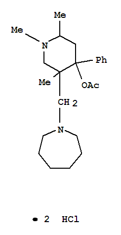 4-Piperidinol,5-[(hexahydro-1H-azepin-1-yl)methyl]-1,2,5-trimethyl-4-phenyl-, 4-acetate,hydrochloride (1:2)