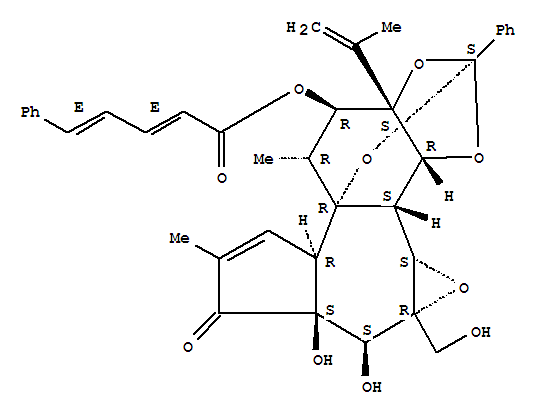 2,4-Pentadienoic acid,5-phenyl-,(2S,3aR,3bS,3cS,4aR,5S,5aS,8aR,8bR,9R,10R,10aS)-3a,3b,3c,4a,5,5a,8a,9,10,10a-decahydro-5,5a-dihydroxy-4a-(hydroxymethyl)-7,9-dimethyl-10a-(1-methylethenyl)-6-oxo-2-phen