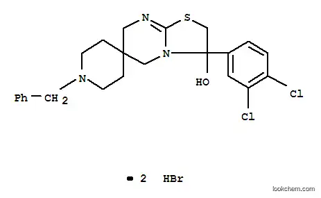 Molecular Structure of 52419-71-3 (Spiro[piperidine-4,6'(7'H)-[5H]thiazolo[3,2-a]pyrimidin]-3'-ol,3'-(3,4-dichlorophenyl)-2',3'-dihydro-1-(phenylmethyl)-, hydrobromide (1:2))
