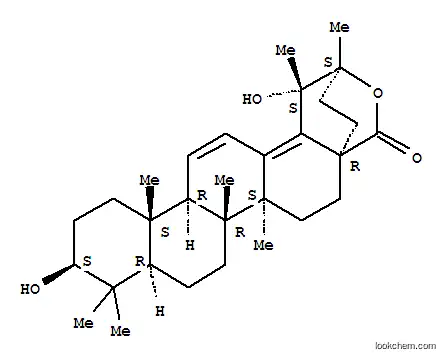 Molecular Structure of 55822-21-4 (Ursa-11,13(18)-dien-28-oicacid, 3,19,20-trihydroxy-, d-lactone, (3b)-(9CI))