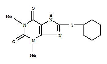 6466-37-1,8-(cyclohexylsulfanyl)-1,3-dimethyl-3,7-dihydro-1H-purine-2,6-dione,Theophylline,8-(cyclohexylthio)- (7CI,8CI); NSC 95900