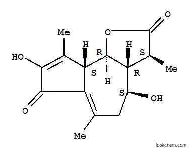 Molecular Structure of 66173-52-2 ((3S,4S,9aS,9bR)-4,8-dihydroxy-3,6,9-trimethyl-3,3a,4,5,9a,9b-hexahydroazuleno[4,5-b]furan-2,7-dione)