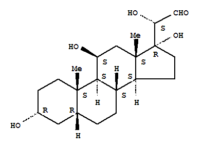 Molecular Structure of 69884-09-9 (Pregnan-21-al,3,11,17,20-tetrahydroxy-, (3a,5b,11b,20S)- (9CI))