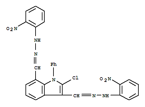 70952-03-3,2-chloro-3,7-bis{[2-(2-nitrophenyl)hydrazinylidene]methyl}-1-phenyl-1H-indole,1H-Indole-3,7-dicarboxaldehyde,2-chloro-1-phenyl-, bis[(2-nitrophenyl)hydrazone] (9CI); NSC 286484