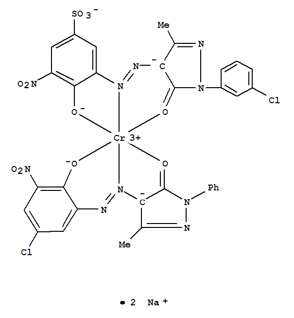 Chromate(2-),[4-[2-[5-chloro-2-(hydroxy-kO)-3-nitrophenyl]diazenyl-kN1]-2,4-dihydro-5-methyl-2-phenyl-3H-pyrazol-3-onato(2-)-kO3][3-[2-[1-(3-chlorophenyl)-4,5-dihydro-3-methyl-5-(oxo-kO)-1H-pyrazol-4-
