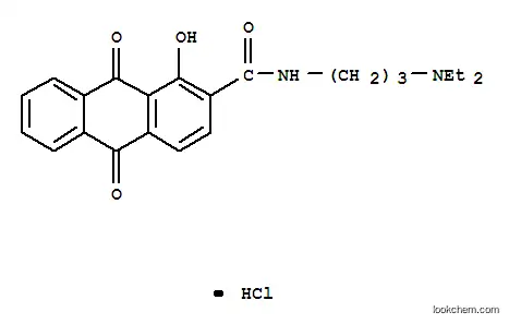 Molecular Structure of 81086-00-2 (2-Anthracenecarboxamide, N-(3-(diethylamino)propyl)-9,10-dihydro-1-hyd roxy-9,10-dioxo-, monohydrochloride)
