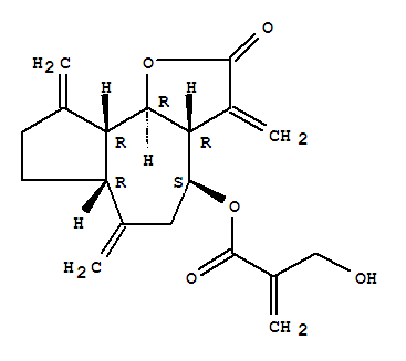 81421-79-6,2-Propenoic acid,2-(hydroxymethyl)-,(3aR,4S,6aR,9aR,9bR)-dodecahydro-3,6,9-tris(methylene)-2-oxoazuleno[4,5-b]furan-4-ylester,2-Propenoicacid, 2-(hydroxymethyl)-,dodecahydro-3,6,9-tris(methylene)-2-oxoazuleno[4,5-b]furan-4-yl ester, [3aR-(3aa,4a,6aa,9aa,9bb)]-; Azuleno[4,5-b]furan, 2-propenoic acid deriv.;Subexpinnatin